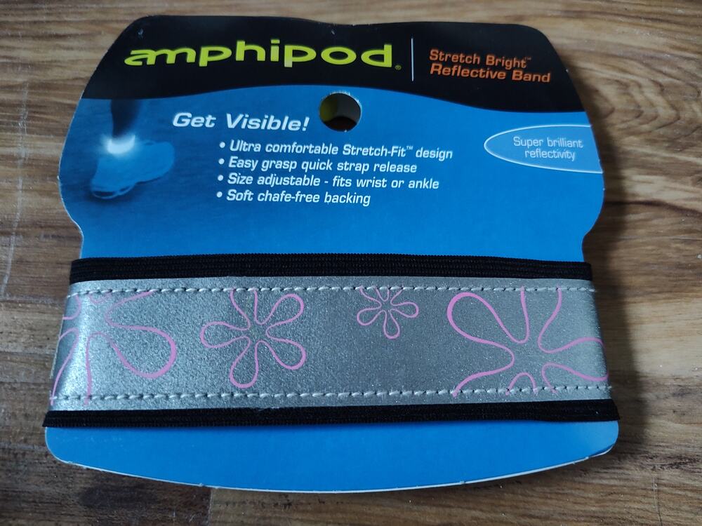 Amphipod Reflective Running Safety Band Flower Print Adjustable Ankle Wrist